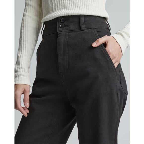 New Everlane The Organic Straight Leg Crop Pants Black Women 2 NWT Relaxed Fit - Picture 2 of 11